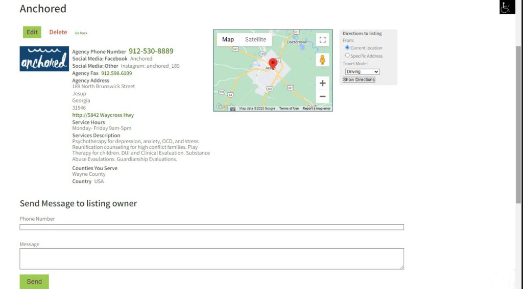 example of a resource directory listing